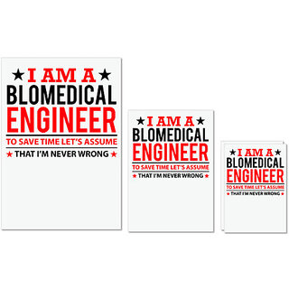                       UDNAG Untearable Waterproof Stickers 155GSM 'Engineer | I AM A BLOMEDICAL' A4 x 1pc, A5 x 1pc & A6 x 2pc                                              