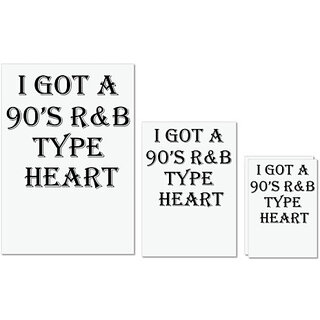                       UDNAG Untearable Waterproof Stickers 155GSM 'Heart | I GOT A 90 S R&B TYPE HEART' A4 x 1pc, A5 x 1pc & A6 x 2pc                                              