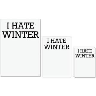                       UDNAG Untearable Waterproof Stickers 155GSM 'Winter | I HATE WINTER' A4 x 1pc, A5 x 1pc & A6 x 2pc                                              