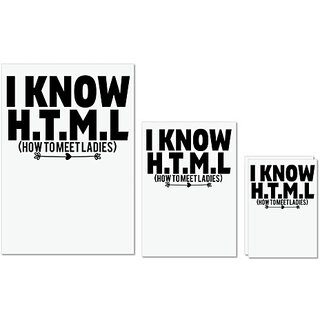                       UDNAG Untearable Waterproof Stickers 155GSM 'HTML | i know h.t.m' A4 x 1pc, A5 x 1pc & A6 x 2pc                                              
