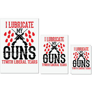                       UDNAG Untearable Waterproof Stickers 155GSM 'Guns | i lubricate my guns' A4 x 1pc, A5 x 1pc & A6 x 2pc                                              