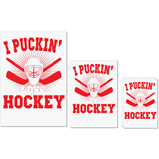                       UDNAG Untearable Waterproof Stickers 155GSM 'Hockey | I PUCKIN LOVE' A4 x 1pc, A5 x 1pc & A6 x 2pc                                              