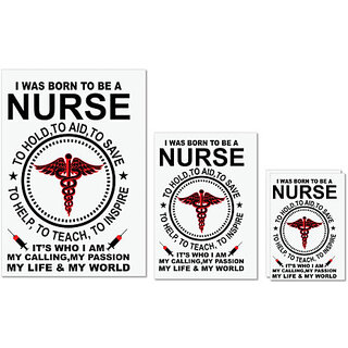                       UDNAG Untearable Waterproof Stickers 155GSM 'Nurse | I WAS BORN TO BE A,' A4 x 1pc, A5 x 1pc & A6 x 2pc                                              