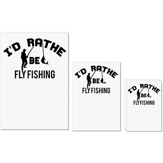                       UDNAG Untearable Waterproof Stickers 155GSM 'Fishing | i'd rather be fly fishing' A4 x 1pc, A5 x 1pc & A6 x 2pc                                              