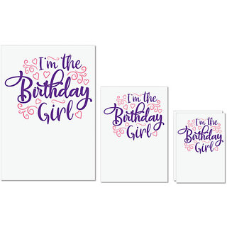                       UDNAG Untearable Waterproof Stickers 155GSM 'Birthday | IM THE BIRTHDAY GIRL' A4 x 1pc, A5 x 1pc & A6 x 2pc                                              