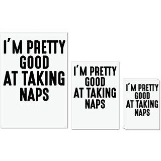                       UDNAG Untearable Waterproof Stickers 155GSM 'I'm good | IM PRETTY GOOD AT TAKING NAPS' A4 x 1pc, A5 x 1pc & A6 x 2pc                                              