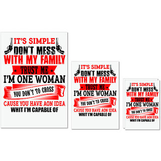                       UDNAG Untearable Waterproof Stickers 155GSM 'Woman | ITS SIMPLE DON'T MESS' A4 x 1pc, A5 x 1pc & A6 x 2pc                                              