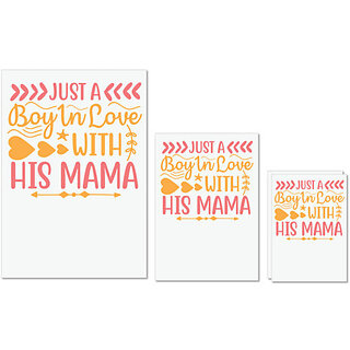                       UDNAG Untearable Waterproof Stickers 155GSM 'Mother | JUST A BOY IN LOVE WITH HIS MAMA' A4 x 1pc, A5 x 1pc & A6 x 2pc                                              