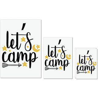                       UDNAG Untearable Waterproof Stickers 155GSM 'Camp | Let's camp' A4 x 1pc, A5 x 1pc & A6 x 2pc                                              