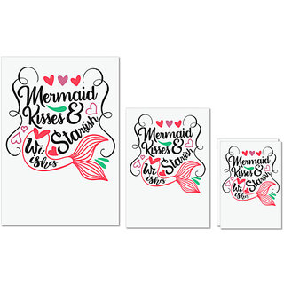                       UDNAG Untearable Waterproof Stickers 155GSM 'Mermaid | Mermaid Kisses & Starfish Wishes' A4 x 1pc, A5 x 1pc & A6 x 2pc                                              
