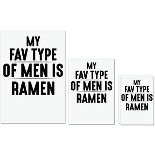                       UDNAG Untearable Waterproof Stickers 155GSM 'Ramen | MY FAV TYPE OF MEN IS RAMEN2 -2' A4 x 1pc, A5 x 1pc & A6 x 2pc                                              