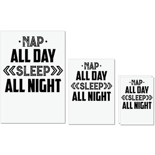                       UDNAG Untearable Waterproof Stickers 155GSM 'Sleep | nap all day sleep all night' A4 x 1pc, A5 x 1pc & A6 x 2pc                                              