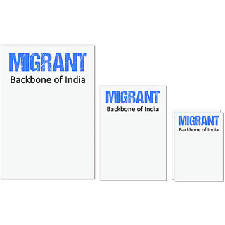                       UDNAG Untearable Waterproof Stickers 155GSM 'Migrant | Backbone of India' A4 x 1pc, A5 x 1pc & A6 x 2pc                                              