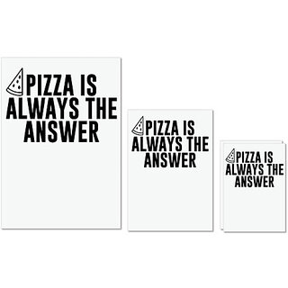                       UDNAG Untearable Waterproof Stickers 155GSM 'Pizza | PIZZA IS ALWAYS THE ANSWER' A4 x 1pc, A5 x 1pc & A6 x 2pc                                              