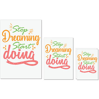                       UDNAG Untearable Waterproof Stickers 155GSM 'Stop dreaming | stop dreaming start doing' A4 x 1pc, A5 x 1pc & A6 x 2pc                                              