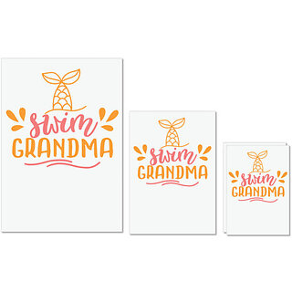                       UDNAG Untearable Waterproof Stickers 155GSM 'Grand Mother | swim grandma' A4 x 1pc, A5 x 1pc & A6 x 2pc                                              