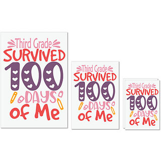 UDNAG Untearable Waterproof Stickers 155GSM 'School | ThirdGrade survived 100 days of me' A4 x 1pc, A5 x 1pc & A6 x 2pc UDNAG Untearable Waterproof Stickers 155GSM 'School | ThirdGrade survived 100 days of me' A4 x 1pc, A5 x 1pc & A6 x 2pc