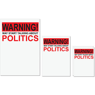                       UDNAG Untearable Waterproof Stickers 155GSM 'politics | Warning may start Talking' A4 x 1pc, A5 x 1pc & A6 x 2pc                                              