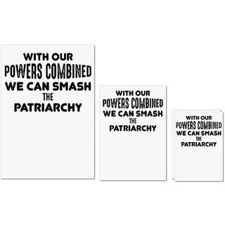                       UDNAG Untearable Waterproof Stickers 155GSM 'Patriarchy | WITH OUR POWERS' A4 x 1pc, A5 x 1pc & A6 x 2pc                                              