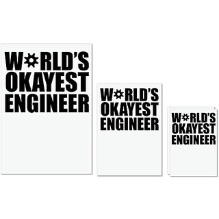                       UDNAG Untearable Waterproof Stickers 155GSM 'Engineer | Worlds Okayest Engineer,' A4 x 1pc, A5 x 1pc & A6 x 2pc                                              