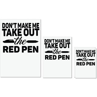                       UDNAG Untearable Waterproof Stickers 155GSM 'Teacher | don't make me take out the red pen' A4 x 1pc, A5 x 1pc & A6 x 2pc                                              