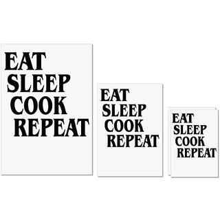                       UDNAG Untearable Waterproof Stickers 155GSM 'Cook | eat sleep cook repeat' A4 x 1pc, A5 x 1pc & A6 x 2pc                                              