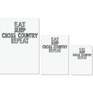                       UDNAG Untearable Waterproof Stickers 155GSM 'Cross Country | eat sleep croos country' A4 x 1pc, A5 x 1pc & A6 x 2pc                                              