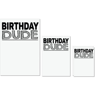                       UDNAG Untearable Waterproof Stickers 155GSM 'Birthday | birthday dude' A4 x 1pc, A5 x 1pc & A6 x 2pc                                              