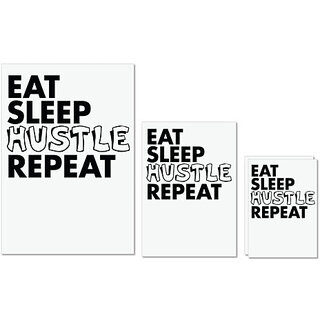                       UDNAG Untearable Waterproof Stickers 155GSM 'Hustle | eat sleep hustle repeat 2' A4 x 1pc, A5 x 1pc & A6 x 2pc                                              