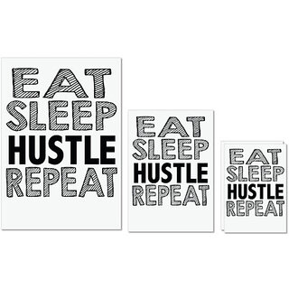                       UDNAG Untearable Waterproof Stickers 155GSM 'Hustle | eat sleep hustle repeat' A4 x 1pc, A5 x 1pc & A6 x 2pc                                              