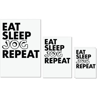                       UDNAG Untearable Waterproof Stickers 155GSM 'Jog | eat sleep jog repeat' A4 x 1pc, A5 x 1pc & A6 x 2pc                                              
