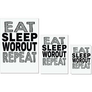                       UDNAG Untearable Waterproof Stickers 155GSM 'Workout, Gym | eat sleep workout repeat' A4 x 1pc, A5 x 1pc & A6 x 2pc                                              