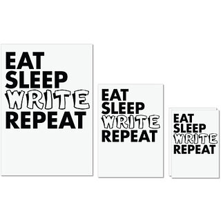                       UDNAG Untearable Waterproof Stickers 155GSM 'Write | eat sleep write repeat' A4 x 1pc, A5 x 1pc & A6 x 2pc                                              