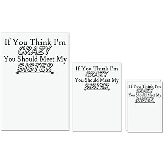                       UDNAG Untearable Waterproof Stickers 155GSM 'Sister | if you think i am crazy' A4 x 1pc, A5 x 1pc & A6 x 2pc                                              