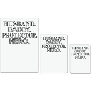                       UDNAG Untearable Waterproof Stickers 155GSM 'husband, Father | huband daddy protector' A4 x 1pc, A5 x 1pc & A6 x 2pc                                              
