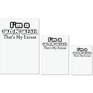                       UDNAG Untearable Waterproof Stickers 155GSM 'Cancer | i am a cancer' A4 x 1pc, A5 x 1pc & A6 x 2pc                                              
