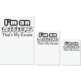                       UDNAG Untearable Waterproof Stickers 155GSM 'Aries | i am an aries that's my excusee' A4 x 1pc, A5 x 1pc & A6 x 2pc                                              