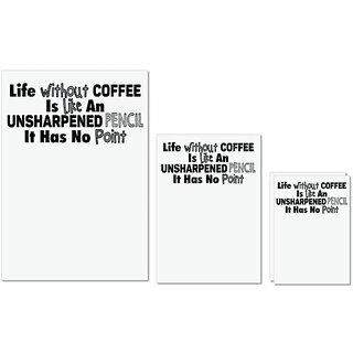                       UDNAG Untearable Waterproof Stickers 155GSM 'Coffee | life without coffee-a' A4 x 1pc, A5 x 1pc & A6 x 2pc                                              