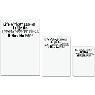                       UDNAG Untearable Waterproof Stickers 155GSM 'Corgis | life without corgis' A4 x 1pc, A5 x 1pc & A6 x 2pc                                              