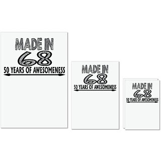                       UDNAG Untearable Waterproof Stickers 155GSM 'Awesomeness | made in 68' A4 x 1pc, A5 x 1pc & A6 x 2pc                                              