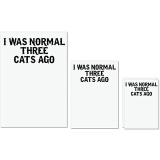                       UDNAG Untearable Waterproof Stickers 155GSM 'Cats | i was normal three cats ago' A4 x 1pc, A5 x 1pc & A6 x 2pc                                              