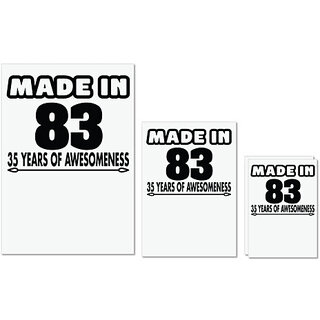                       UDNAG Untearable Waterproof Stickers 155GSM 'Awesomeness | made in 83' A4 x 1pc, A5 x 1pc & A6 x 2pc                                              