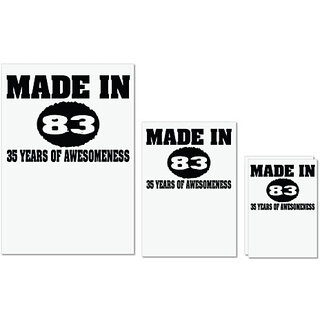                       UDNAG Untearable Waterproof Stickers 155GSM 'Awesomeness | made in 84' A4 x 1pc, A5 x 1pc & A6 x 2pc                                              