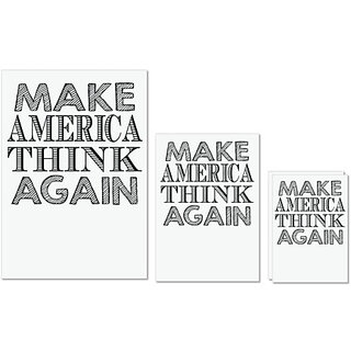                       UDNAG Untearable Waterproof Stickers 155GSM 'USA | make america think again' A4 x 1pc, A5 x 1pc & A6 x 2pc                                              