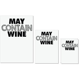                       UDNAG Untearable Waterproof Stickers 155GSM 'May, Wine | may contain wine' A4 x 1pc, A5 x 1pc & A6 x 2pc                                              