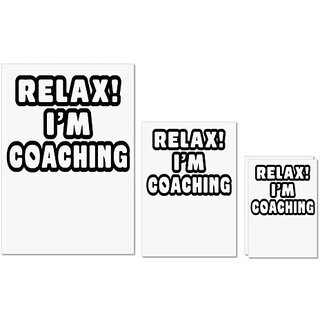                       UDNAG Untearable Waterproof Stickers 155GSM 'Coaching | relax i am coaching' A4 x 1pc, A5 x 1pc & A6 x 2pc                                              