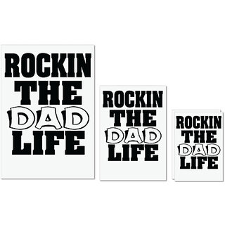                      UDNAG Untearable Waterproof Stickers 155GSM 'Papa | rockin the dad life' A4 x 1pc, A5 x 1pc & A6 x 2pc                                              