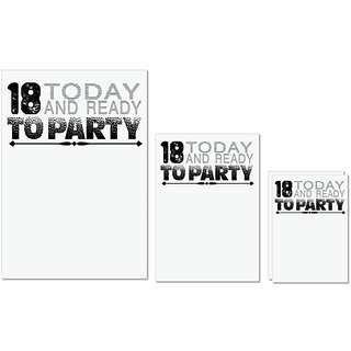                      UDNAG Untearable Waterproof Stickers 155GSM 'Party | 18 today' A4 x 1pc, A5 x 1pc & A6 x 2pc                                              
