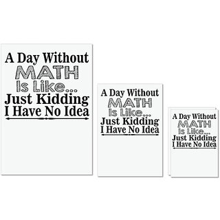                       UDNAG Untearable Waterproof Stickers 155GSM 'Math | a day without math is like' A4 x 1pc, A5 x 1pc & A6 x 2pc                                              