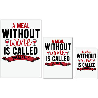                       UDNAG Untearable Waterproof Stickers 155GSM 'Wine, Breakfast | A Meal' A4 x 1pc, A5 x 1pc & A6 x 2pc                                              